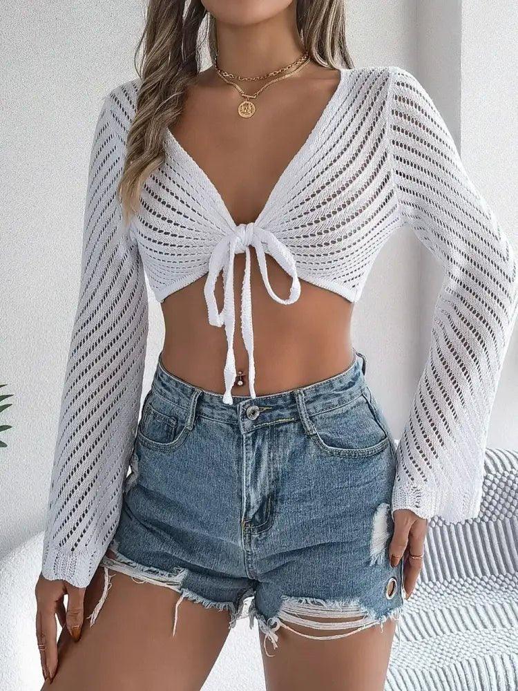 Openwork Tied Long Sleeve Knit Cover Up - Update AvenueFestival VibesTrendsi1001007821317811001007821317810f61678b - 6009 - 42e0 - a867 - 9ab46d3bfb65 - MaxWhite
