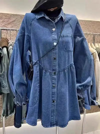Oversized Long Sleeve Button - Up Denim Dress - Update AvenueDenim Dresses & SkirtsTrendsi100100559921795100100559921795061b4421 - 6b19 - 40c3 - a0e4 - f31c4c9ff877 - Max - OriginDark Blue