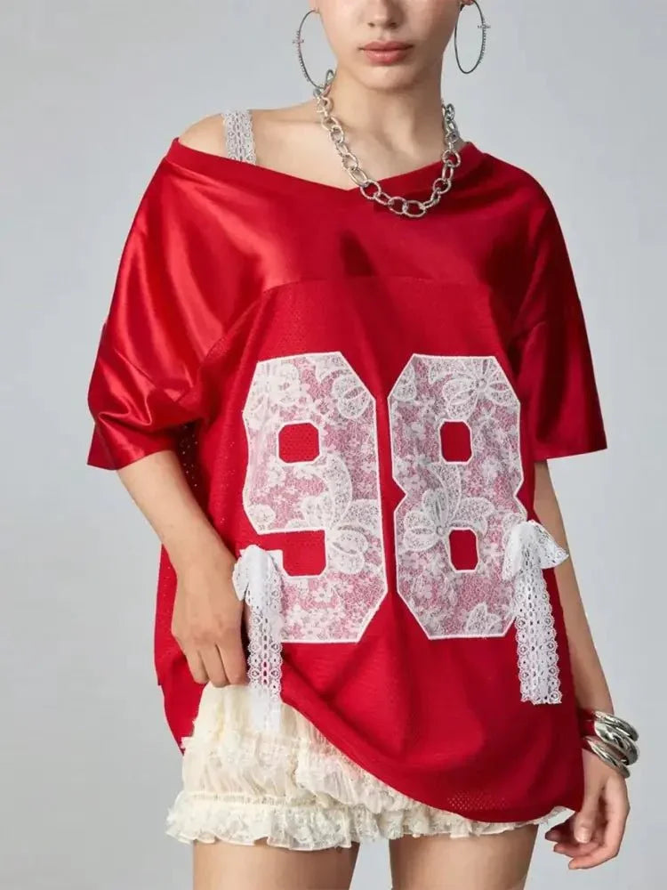 Oversized Number 98 Half Sleeve T-Shirt - Update AvenueT-ShirtsTrendsi100100770115627100100770115627e204872342964ec6bae665dbbe181947 - Max - OriginDeep Red