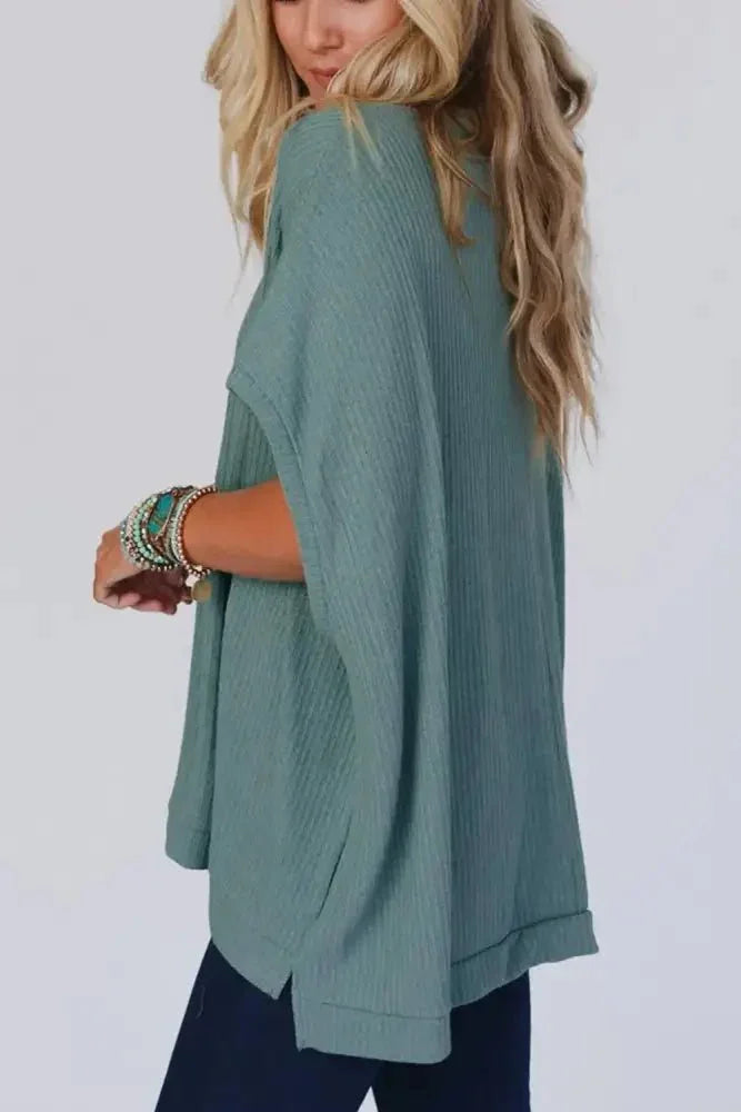 Oversized Ribbed Knit V Neck Dolman Short Sleeve Top - Update AvenueT-ShirtsTrendsi100100167629019100100167629019342c01f6 - 1a15 - 4611 - b143 - 5ef05ec43ef6 - Max - OriginAir Force Blue