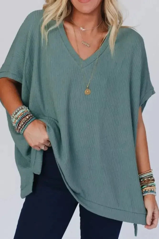 Oversized Ribbed Knit V Neck Dolman Short Sleeve Top - Update AvenueT-ShirtsTrendsi100100167629019100100167629019e4e6ead0 - 5b55 - 4331 - 8c5d - 020b06350470 - Max - OriginAir Force Blue