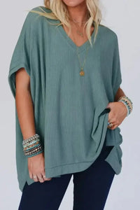 Oversized Ribbed Knit V Neck Dolman Short Sleeve Top - Update AvenueT-ShirtsTrendsi1001001676290191001001676290199986ac37 - be51 - 46a6 - b655 - 6eb44fec3615 - Max - OriginAir Force Blue
