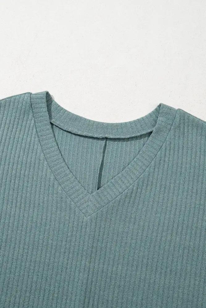 Oversized Ribbed Knit V Neck Dolman Short Sleeve Top - Update AvenueT-ShirtsTrendsi1001001676290191001001676290191544e701 - e590 - 4843 - 9b14 - 81baf6e5ec92 - Max - OriginAir Force Blue