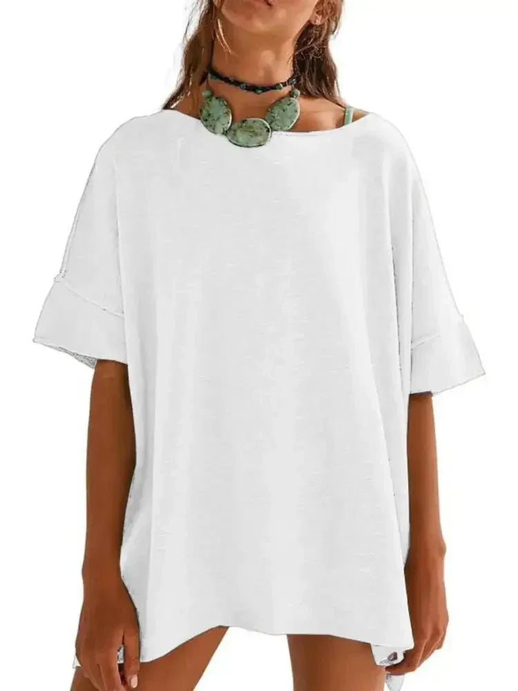 Oversized Round Neck Drop - Shoulder T-Shirt - Update AvenueT-ShirtsTrendsi100100457921055100100457921055a8199d5e0f11434787e5ef8717267273 - Max - OriginWhite