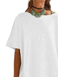 Oversized Round Neck Drop - Shoulder T-Shirt - Update AvenueT-ShirtsTrendsi10010045792105510010045792105507ee4bf2 - f7cb - 495b - ba12 - 36579634f558 - Max - OriginWhite