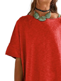 Oversized Round Neck Drop - Shoulder T-Shirt - Update AvenueT-ShirtsTrendsi100100457922273100100457922273e0c685d4 - 59bb - 406a - 84cf - 6443bda1c849 - Max - OriginWatermelon Red