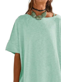 Oversized Round Neck Drop - Shoulder T-Shirt - Update AvenueT-ShirtsTrendsi100100457922716100100457922716c5139d45 - 4fe4 - 494c - a88f - 298bc920f64b - Max - OriginLight Green