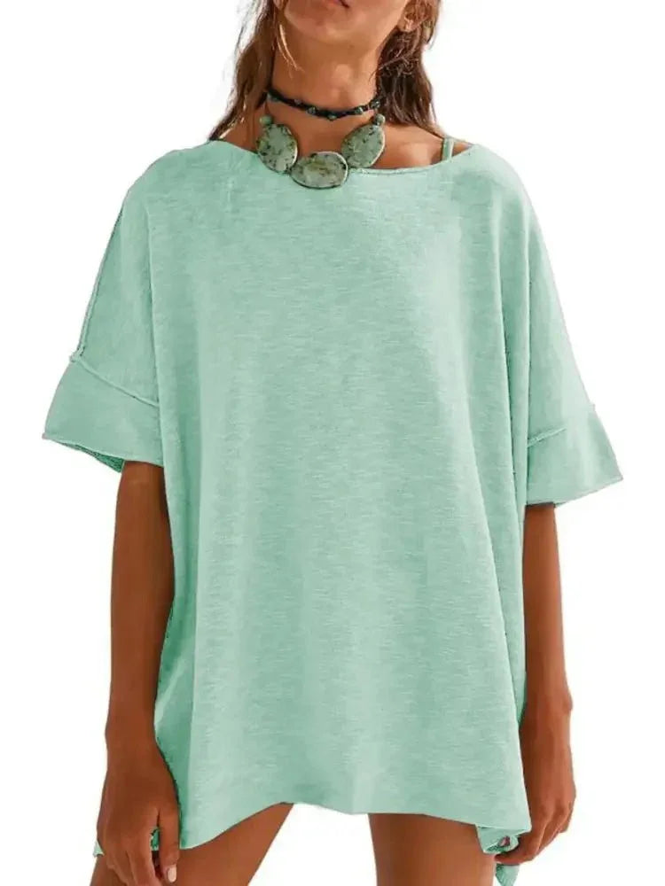 Oversized Round Neck Drop - Shoulder T-Shirt - Update AvenueT-ShirtsTrendsi10010045792271610010045792271611220baffb2c4588adbad4443e78f870 - Max - OriginLight Green