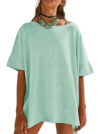 Oversized Round Neck Drop - Shoulder T-Shirt - Update AvenueT-ShirtsTrendsi10010045792271610010045792271611220baffb2c4588adbad4443e78f870 - Max - OriginLight Green