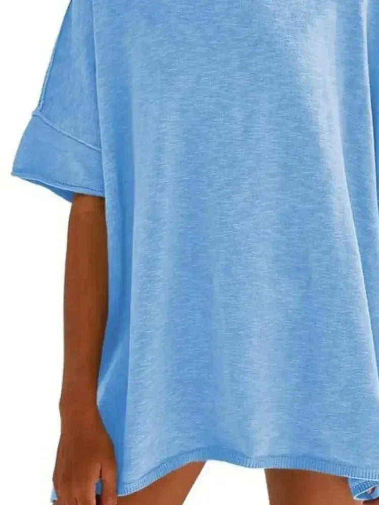 Oversized Round Neck Drop - Shoulder T-Shirt - Update AvenueT-ShirtsTrendsi10010045792396810010045792396826dfedba - 293b - 4d77 - 8720 - d36f8b2dc9c0 - Max - OriginLight Blue