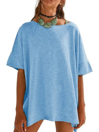 Oversized Round Neck Drop - Shoulder T-Shirt - Update AvenueT-ShirtsTrendsi100100457923968100100457923968d2de27a8cace4cb8ac235abf92eb7a2c - Max - OriginLight Blue