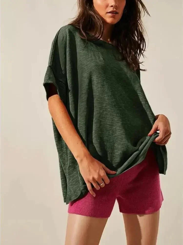 Oversized Round Neck Drop - Shoulder T-Shirt - Update AvenueT-ShirtsTrendsi1001004579244961001004579244961096f45b279143dc9f1293caeae1019d - Max - OriginArmy Green