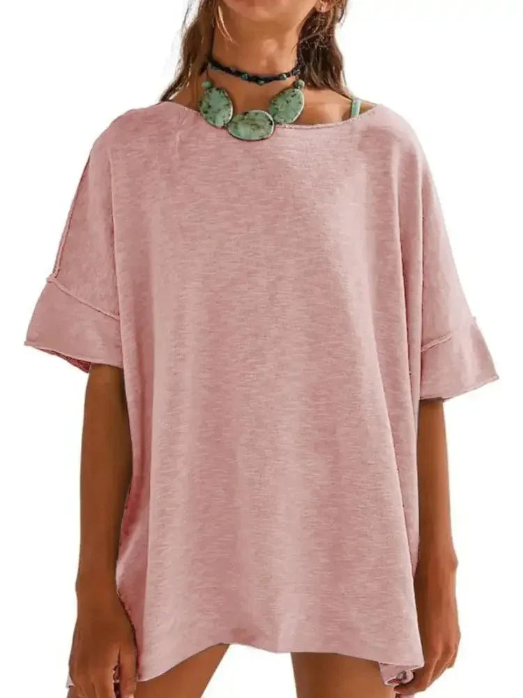 Oversized Round Neck Drop - Shoulder T-Shirt - Update AvenueT-ShirtsTrendsi1001004579280471001004579280472be61bb2 - 685b - 4797 - a58c - 1b5b3b66f097 - Max - OriginPink