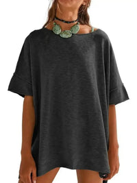 Oversized Round Neck Drop - Shoulder T-Shirt - Update AvenueT-ShirtsTrendsi100100457928513100100457928513cd89af55 - 9c17 - 483a - 9953 - ce750e144351 - Max - OriginDark Gray