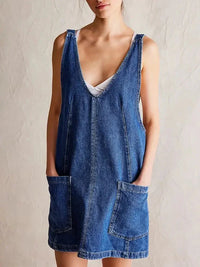 Oversized V - Neck Denim Tank Dress with Front Pockets - Update AvenueDenim Dresses & SkirtsTrendsi10010082307402410010082307402402abba561c1542388eff30d61a9b7296 - Max - OriginNavy