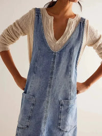 Oversized V - Neck Denim Tank Dress with Front Pockets - Update AvenueDenim Dresses & SkirtsTrendsi1001008230745481001008230745481806f1a5756c4f3b99358884539be06c - Max - OriginLight Blue