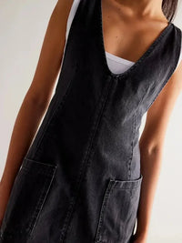 Oversized V - Neck Denim Tank Dress with Front Pockets - Update AvenueDenim Dresses & SkirtsTrendsi100100823074589100100823074589997e5da2e8494093848cbefa266eecbe - Max - OriginBlack