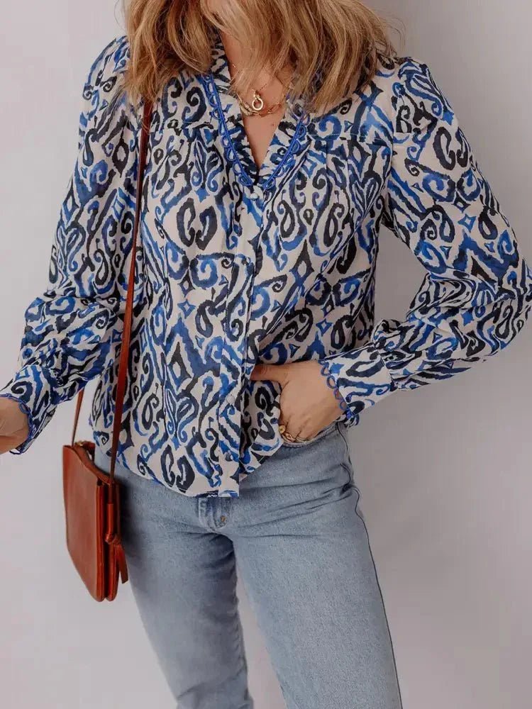 Paisley Print Long Sleeve Blouse - Update AvenueTrendsi10010089769008010010089769008078d33339597e426e885e619732240689 - Max - OriginNavy