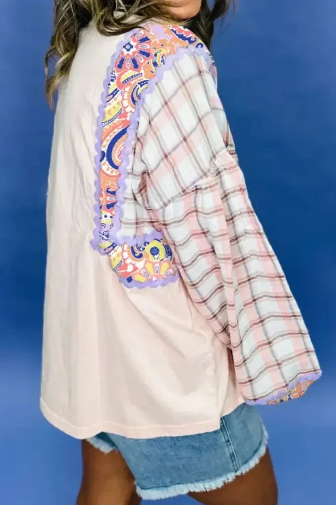 Paisley Print Plaid Long Sleeve Oversized Top - Update AvenueT-ShirtsTrendsi1001000389213171001000389213178557d94f - 67c9 - 479e - 8d6d - fe85b125b9db - Max - OriginBlush Pink