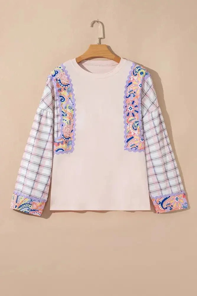 Paisley Print Plaid Long Sleeve Oversized Top - Update AvenueT-ShirtsTrendsi100100038921317100100038921317376a2b1e - 5a8f - 45ba - bdbe - b588cc1ad25e - Max - OriginBlush Pink