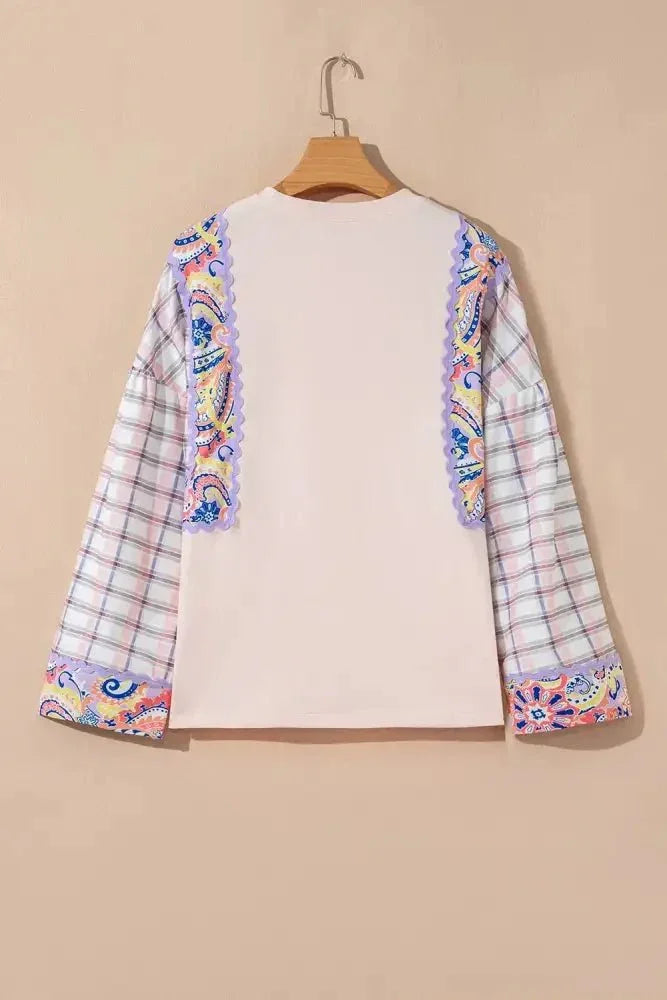 Paisley Print Plaid Long Sleeve Oversized Top - Update AvenueT-ShirtsTrendsi100100038921317100100038921317e8f59ff4 - 77a7 - 4722 - bc01 - 13d218c07fc9 - Max - OriginBlush Pink