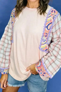 Paisley Print Plaid Long Sleeve Oversized Top - Update AvenueT-ShirtsTrendsi1001000389213171001000389213174e11c31e - 52e4 - 4c13 - ae78 - aa81c2990e69 - Max - OriginBlush Pink