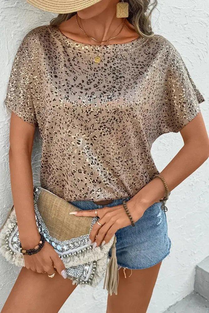 Parchment Shimmer Leopard Print Dolman Sleeve T Shirt - Update AvenueT-ShirtsTrendsi100100826798177100100826798177b034fb02 - 17bd - 45fc - ac28 - ba1d03ba453e - Max - OriginCamel