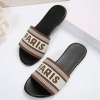 PARIS Letter Open Toe Flat Sandals - Update AvenueFestival VibesTrendsi100600999412853100600999412853efbf3f79 - 2c09 - 4ffd - 9477 - 57f8c80b5edb - MaxCaramel