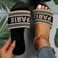 PARIS Letter Open Toe Flat Sandals - Update AvenueFestival VibesTrendsi1006009994137591006009994137597d0e3ebd - 5fea - 4ebe - 9cf2 - f12615f8295c - MaxKhaki