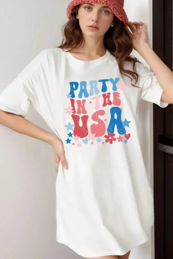 PARTY IN THE USA Graphic Oversized Tee - Update AvenueT-ShirtsTrendsi1001000050205621001000050205621137d937 - bb55 - 44cd - a3a0 - e3365259a2a8 - Max - OriginWhite