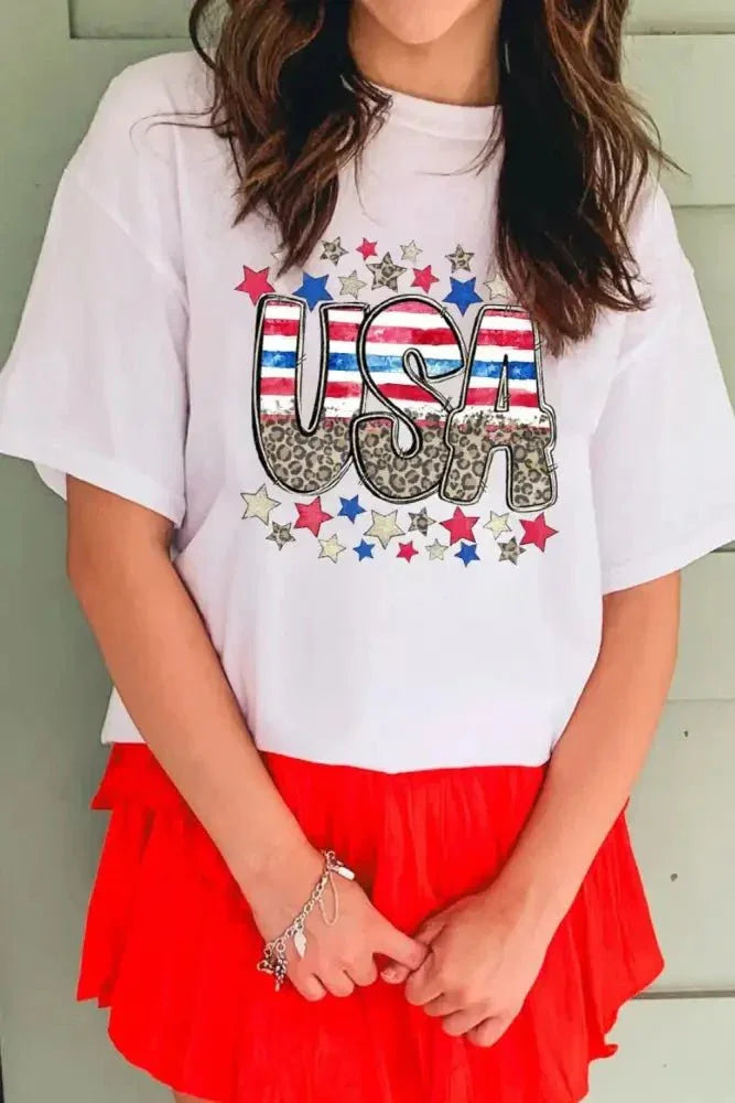 Patriotic Star Leopard USA Letter Graphic T Shirt - Update AvenueT-ShirtsTrendsi100100875148855100100875148855d57b76c0 - bd76 - 4cdb - bd0c - 4c9209b87dae - Max - OriginWhite