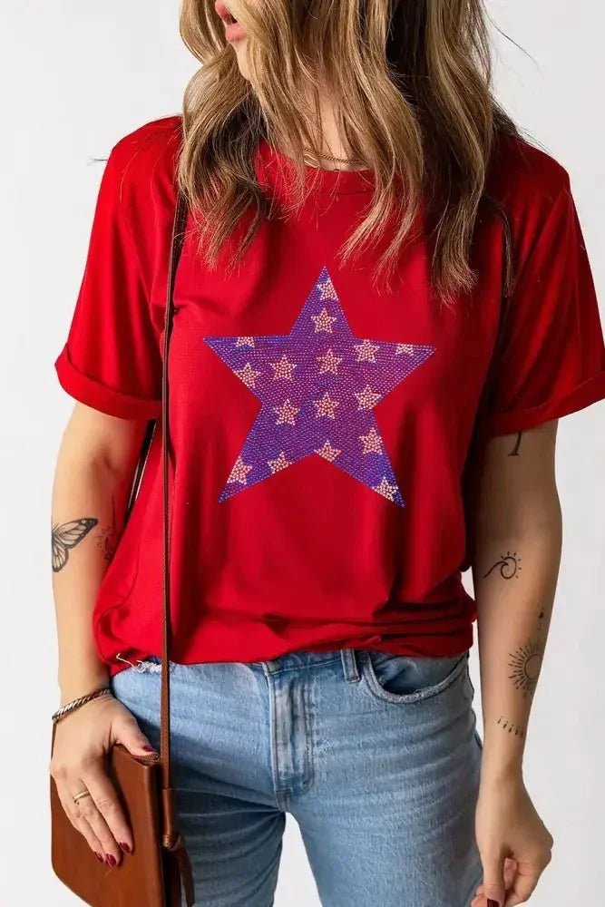 Patriotic Star Round Neck T-Shirt - Update AvenueT-ShirtsTrendsi100100631731913100100631731913119183d2 - 142f - 4d02 - 87c6 - cedeade309f4 - Max - OriginDeep Red