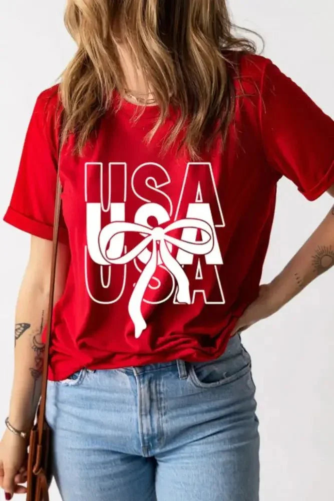 Patriotic USA Bow Graphic T-Shirt - Update AvenueT-ShirtsTrendsi100100650971092100100650971092c9bfc3f7 - 959b - 440a - 8a4e - d50057ad1358 - Max - OriginRed