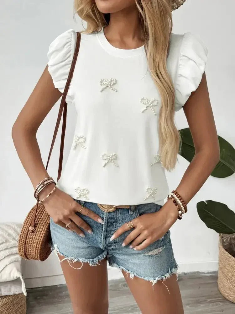 Pearl Bow Puff Sleeve T-Shirt - Update AvenueT-ShirtsTrendsi100100880731521100100880731521a5eceade - 9f18 - 41aa - 847e - f84b88016586 - Max - OriginWhite