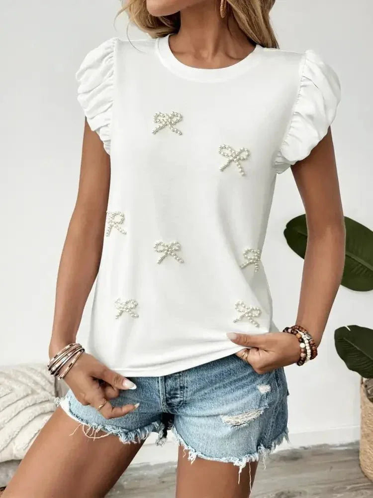 Pearl Bow Puff Sleeve T-Shirt - Update AvenueT-ShirtsTrendsi100100880731521100100880731521b35b1855 - a5b0 - 4fa8 - acc1 - 333b496d0997 - Max - OriginWhite