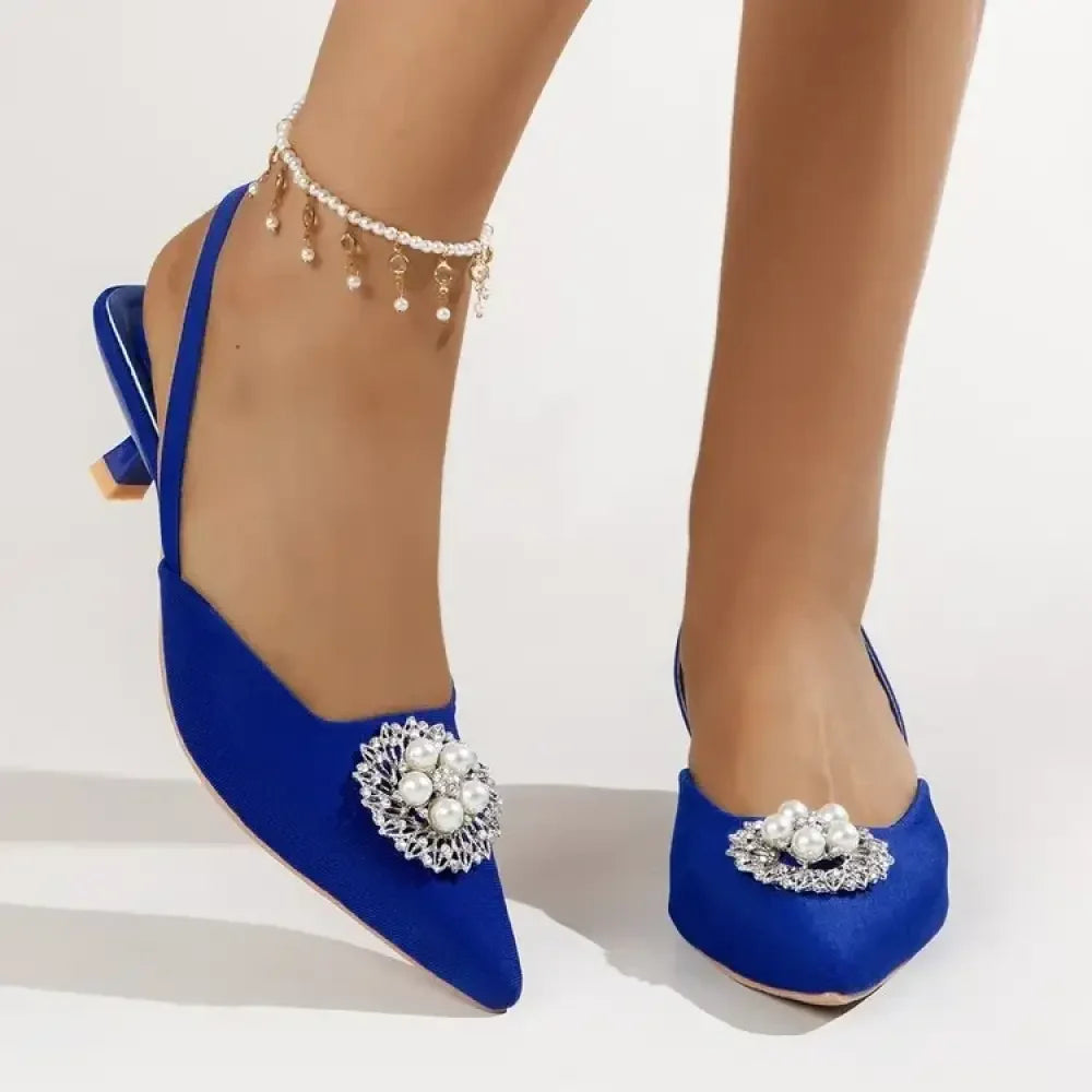 Pearl Detail Point Toe Pumps