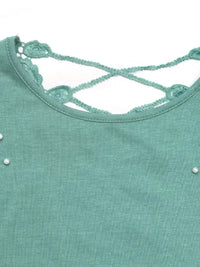 Pearl Detail Round Neck Short Sleeve T-Shirt - Update AvenueT-ShirtsTrendsi100100692161238100100692161238d3b89aaf - 76ec - 4e45 - b90f - 7883846f240d - Max - OriginTurquoise