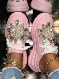 Pearl Embellished Platform Slip-Ons