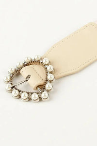 Pearl Heart Buckle Elastic Belt - Update AvenueTrendsi100100116385042100100116385042Pearl Heart Buckle Elastic BeltIvory