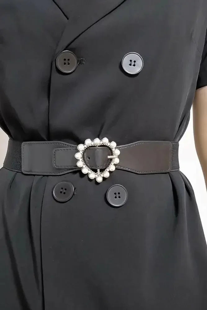 Pearl Heart Buckle Elastic Belt - Update AvenueTrendsi100100116385042100100116385042Pearl Heart Buckle Elastic BeltIvory