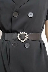 Pearl Heart Buckle Elastic Belt - Update AvenueTrendsi100100116385042100100116385042Pearl Heart Buckle Elastic BeltIvory
