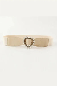 Pearl Heart Buckle Elastic Belt - Update AvenueTrendsi100100116385042100100116385042Pearl Heart Buckle Elastic BeltIvory