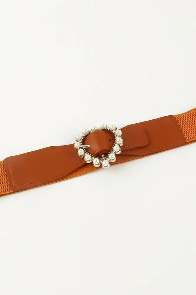 Pearl Heart Buckle Elastic Belt - Update AvenueTrendsi100100116389957100100116389957Pearl Heart Buckle Elastic BeltBlack