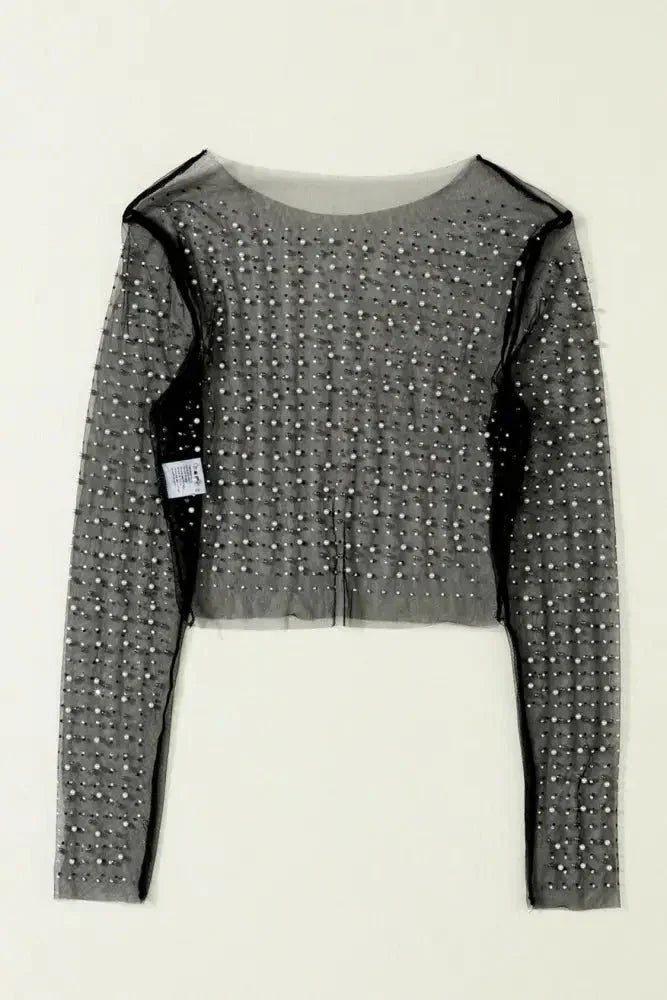 Pearl Long Sleeve Mesh Cropped Top - Update AvenueTrendsi1001015839949741001015839949744a3523bf301243ddb194632a1dcd63d5 - MaxBlack