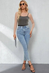 Pearl Long Sleeve Mesh Cropped Top - Update AvenueTrendsi10010158399584510010158399584577220910 - 08de - 4bc5 - b169 - ffd0117bd52d - MaxWhite