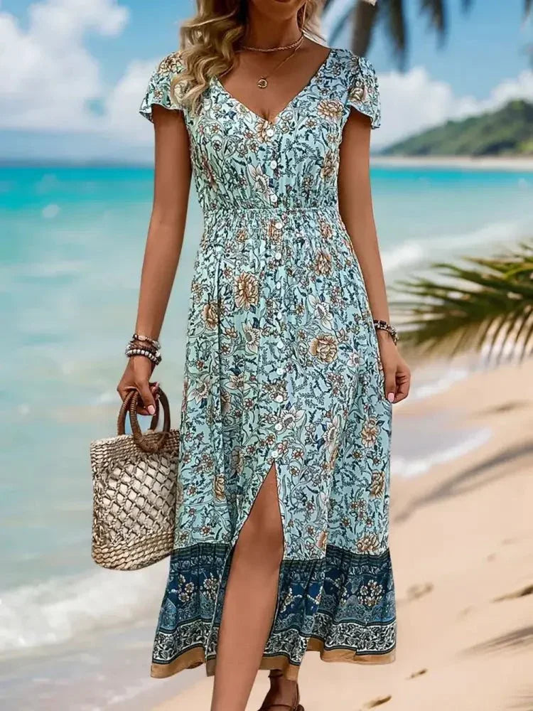 Perfee Backless Slit Printed Short Sleeve Dress - Update AvenueBoho VibesTrendsi1001006661212681001006661212683f1aafdf - 9d97 - 40f5 - 9bd1 - 1a915c161a4b - MaxPastel Blue