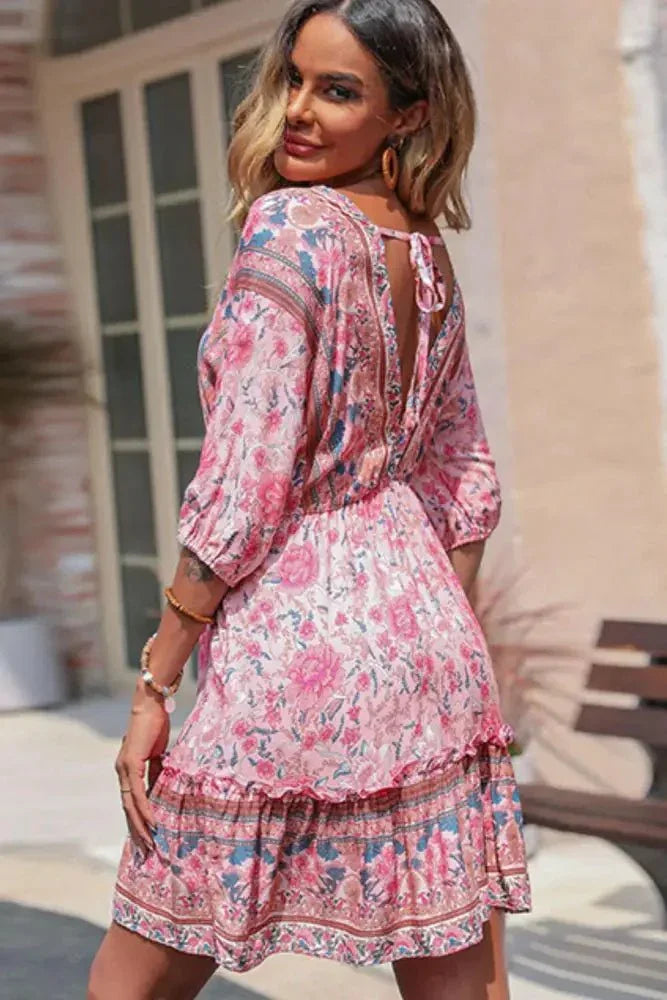 Perfee Bohemian Frill Trim V - Neck Dress - Update AvenueBoho VibesTrendsi100100197920644100100197920644bc33dd23fd954229a006dbc764bd717f - MaxPink