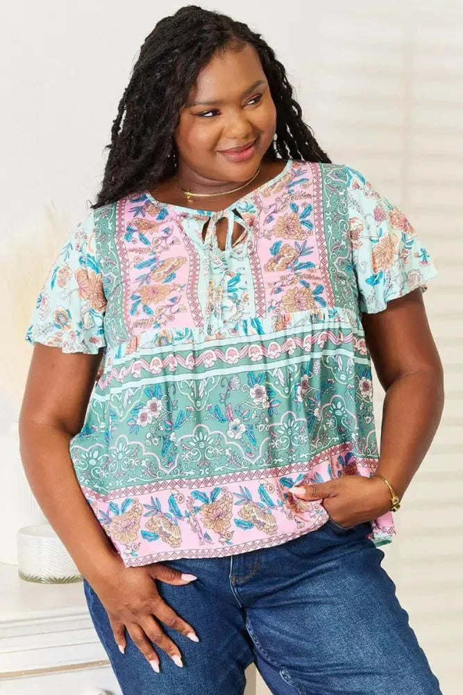 Perfee Floral Tie Neck Short Sleeve Blouse - Update AvenueTrendsi100101534069987100101534069987d59d2cfa42c9457fbbc4dbefe16971ff - MaxMulticolor