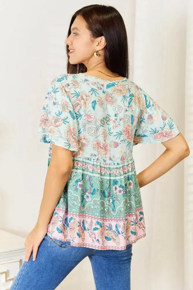 Perfee Floral Tie Neck Short Sleeve Blouse - Update AvenueTrendsi100101534069987100101534069987fbdacf258fef4a36b1b79ade7b004aac - MaxMulticolor