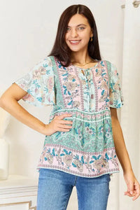 Perfee Floral Tie Neck Short Sleeve Blouse - Update AvenueTrendsi10010153406998710010153406998704b3e40d0bed43cd86cdf09fd6e62d6f - MaxMulticolor